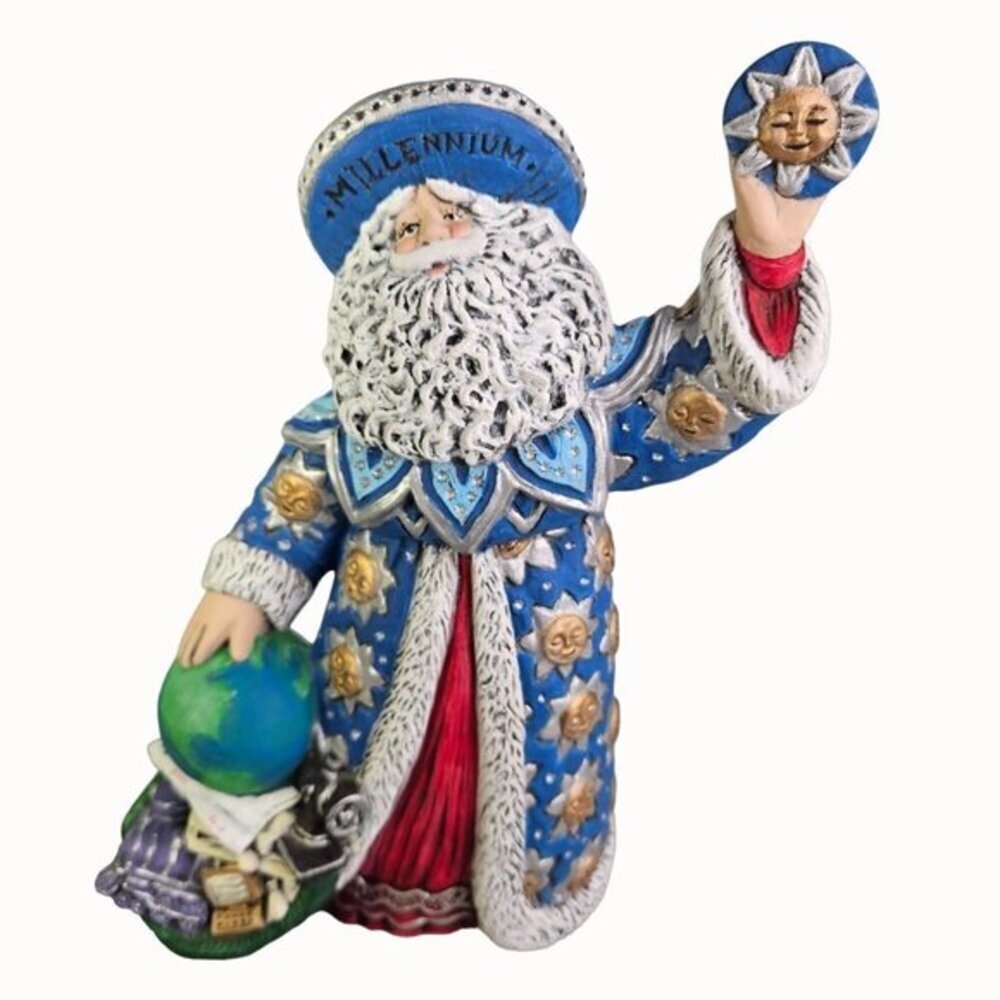 Gare Millennium Santa Claus Christmas Figurine Hand Painted Ceramic Bisque Vtg‎